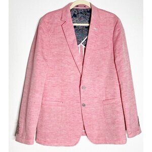 $300 NHP Pink Linen Blend Blazer Sports Coat Jacket Blazer 2 Button Size 44L